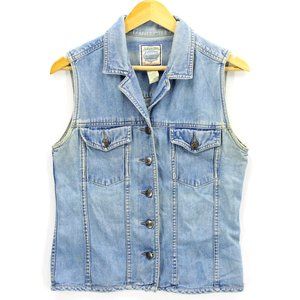 Vintage St. Johns Bay Denim Vest Women's Blue Denim Collection Zip Up Size Small